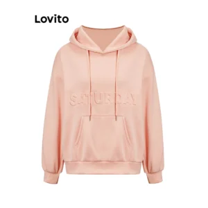 Lovito Moletom Casual Com Estampa Lisa Para Mulheres LNA40001 (Multicolorido)