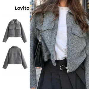 Lovito Jaqueta Casual Com Bolso Liso