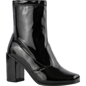 Bota Feminina Lumiss Cano Curto Stretch Confortável Salto Alto Bico Quadrado