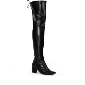 Bota Feminina Lumiss Over The Knee Salto Alto Grosso Cano Longo Stretch Elástico Confortável Bico Fino
