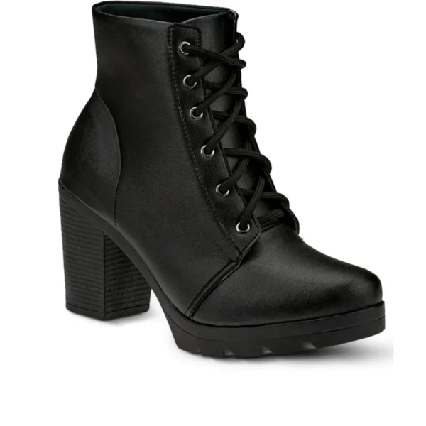 Bota Feminina Lumiss Conforto Coturno Cano Curto Salto Médio Grosso