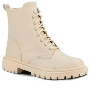 Bota Coturno Lumiss Tratorada Cano Curto Confortável Feminino Masculino Off White