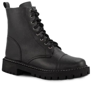 Bota Coturno Lumiss Tratorada Cano Curto Confortável Feminino Masculino Preto