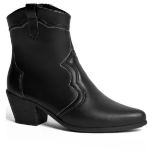 Bota Feminina Lumiss Western Country Confortável Texana Salto Grosso Cano Curto Blogueira Rodeio Marrom Caramelo