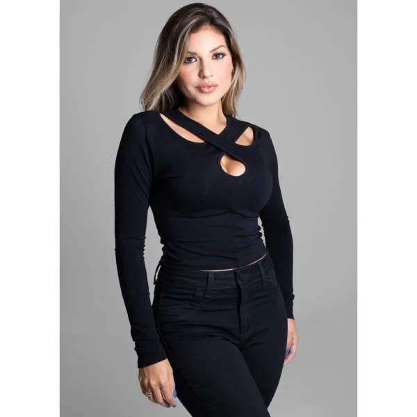 Blusa Sawary Manga Longa - 274836