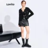 ( Premium) Jaqueta Feminina Elegante Lisa Gola Redonda Botão Estilo Coreano L32FW095 (Preta) - Image 2