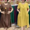 Casual Vestido Liso com Bolso LNA26291 (Marrom) - Image 2
