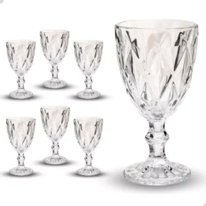 Jogo 6 Taças 330ml  Vidro Diamond Transparente kit 6 Taças