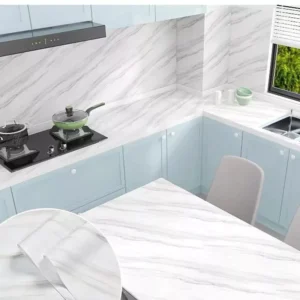 Papel de parede Adesivos para cozinha quarto Brilhante Lavável Mármore gelo 3M x60cm Resistente Agua