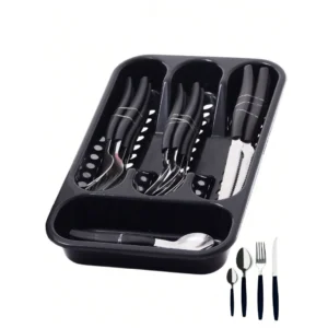 Jogo De Talheres 25 Peças Inox Conjunto Faqueiro Com Porta Garfos Colheres E Facas