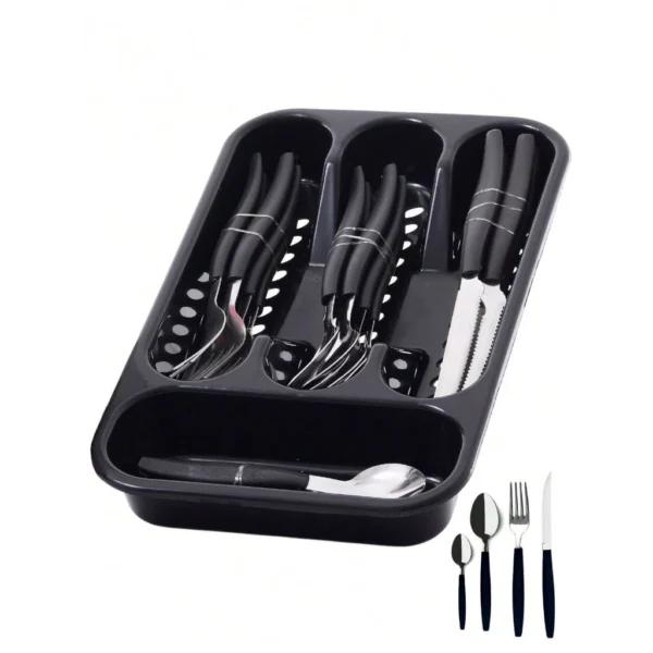 Jogo De Talheres 25 Peças Inox Conjunto Faqueiro Com Porta Garfos Colheres E Facas