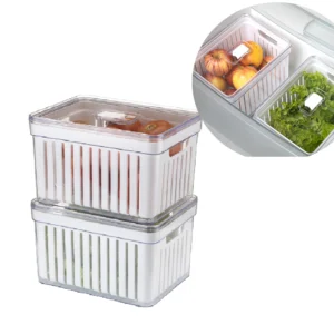 Kit 4 Organizador de Geladeira 3,8 Litros Cesto ou 2,8 Com Tampa Multiuso Alimento Verdura e Vegetal