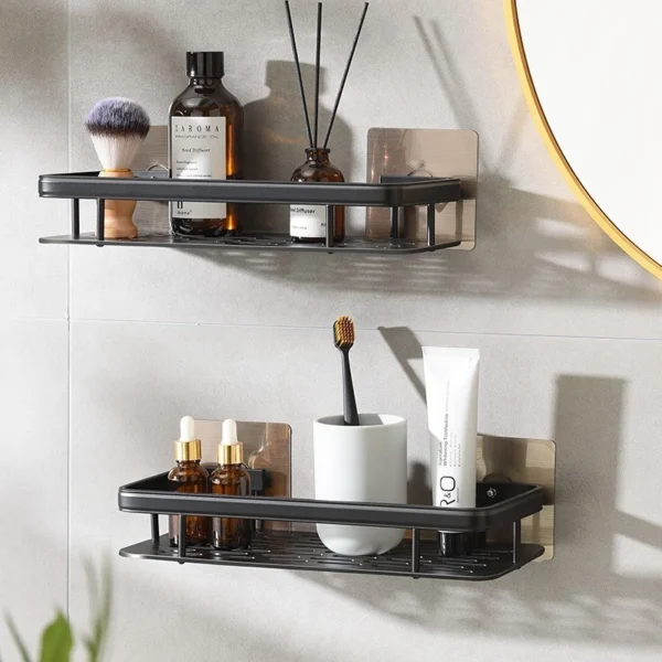 KIT Suporte De Shampoo Organizador Alta qualidade Prateleiras De Banheiro Sem Furo Premium-Space Aluminium  ES