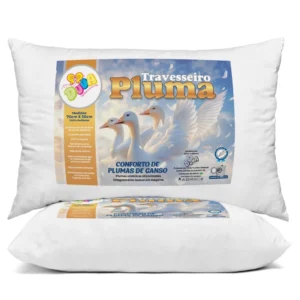 Kit 4 Travesseiro Pluma de Ganso Confortavel e Macio Antiacaro 70x50cm