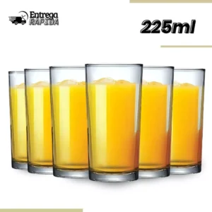 Jogo De Copos Em Vidro Kit 6 Peças Cozinha Para Água Suco Drink refrigerante 225ml Mesa Posta