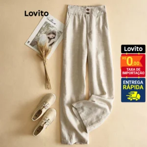 Calça Básica Lisa com Botões