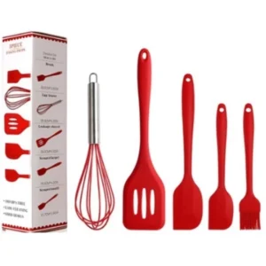 Kit 5 Peças Utensílios de Cozinha Silicone Colher Espátula Fue Espátula Pequena Pincel