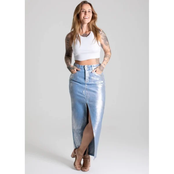 Saia Jeans Sawary Midi