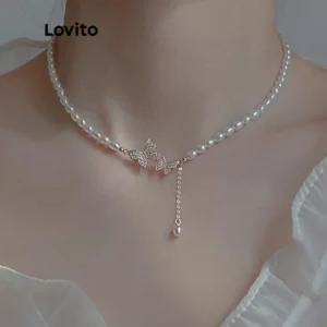 Casual Colar Liso de Pérolas